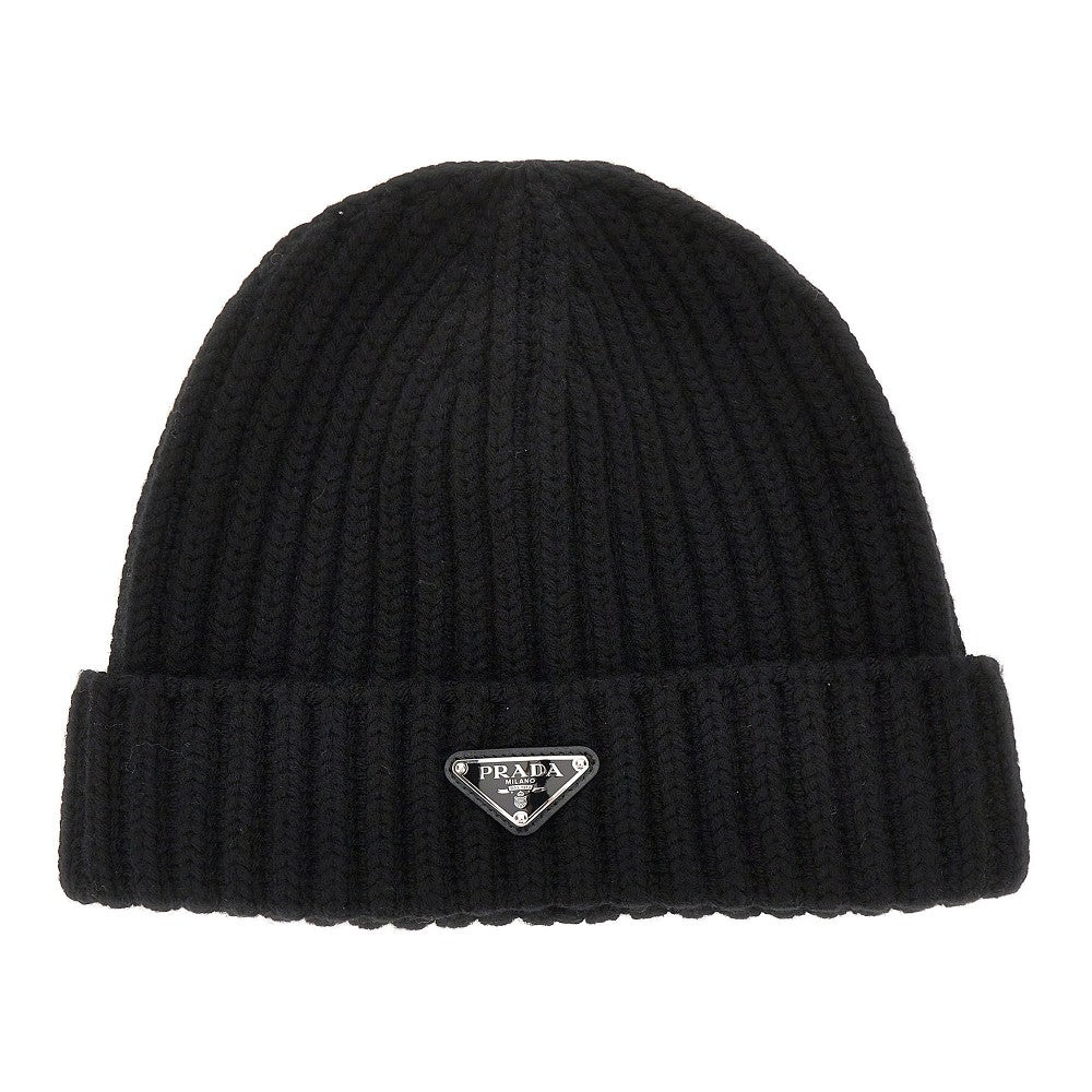 Beanie in lana con logo triangolo