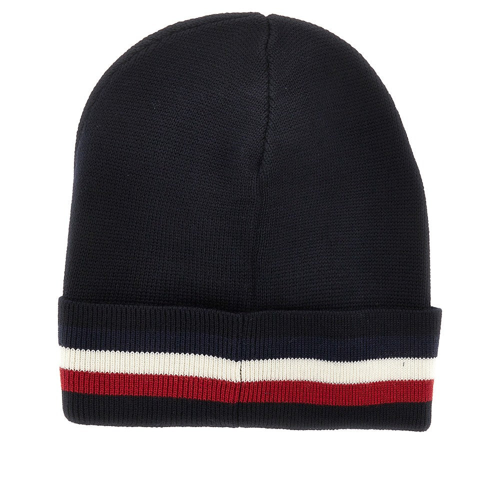 Tricolored motif wool beanie hat