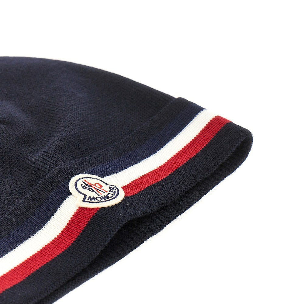 Tricolored motif wool beanie hat
