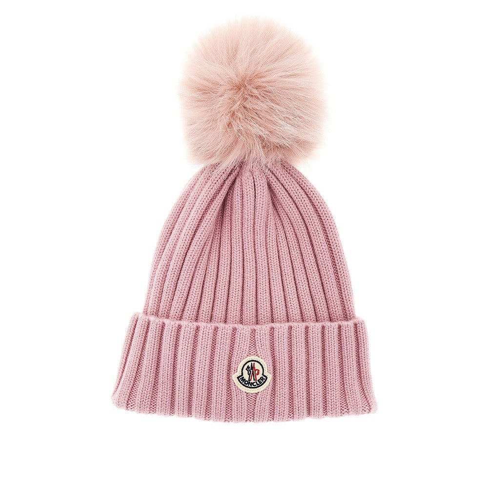 Pompon wool beanie hat