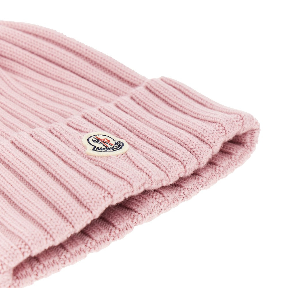 Pompon wool beanie hat