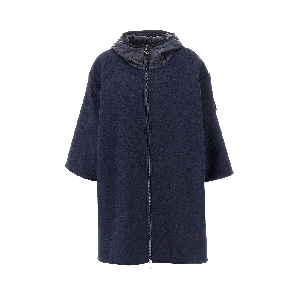 Wool cape with nylon hood