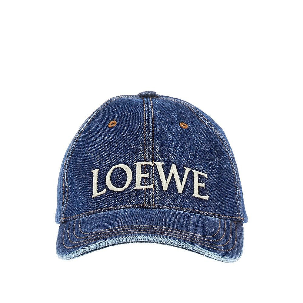 Cappello baseball in denim con logo ricamato