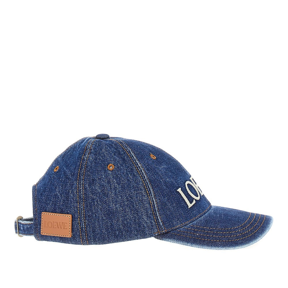 Cappello baseball in denim con logo ricamato