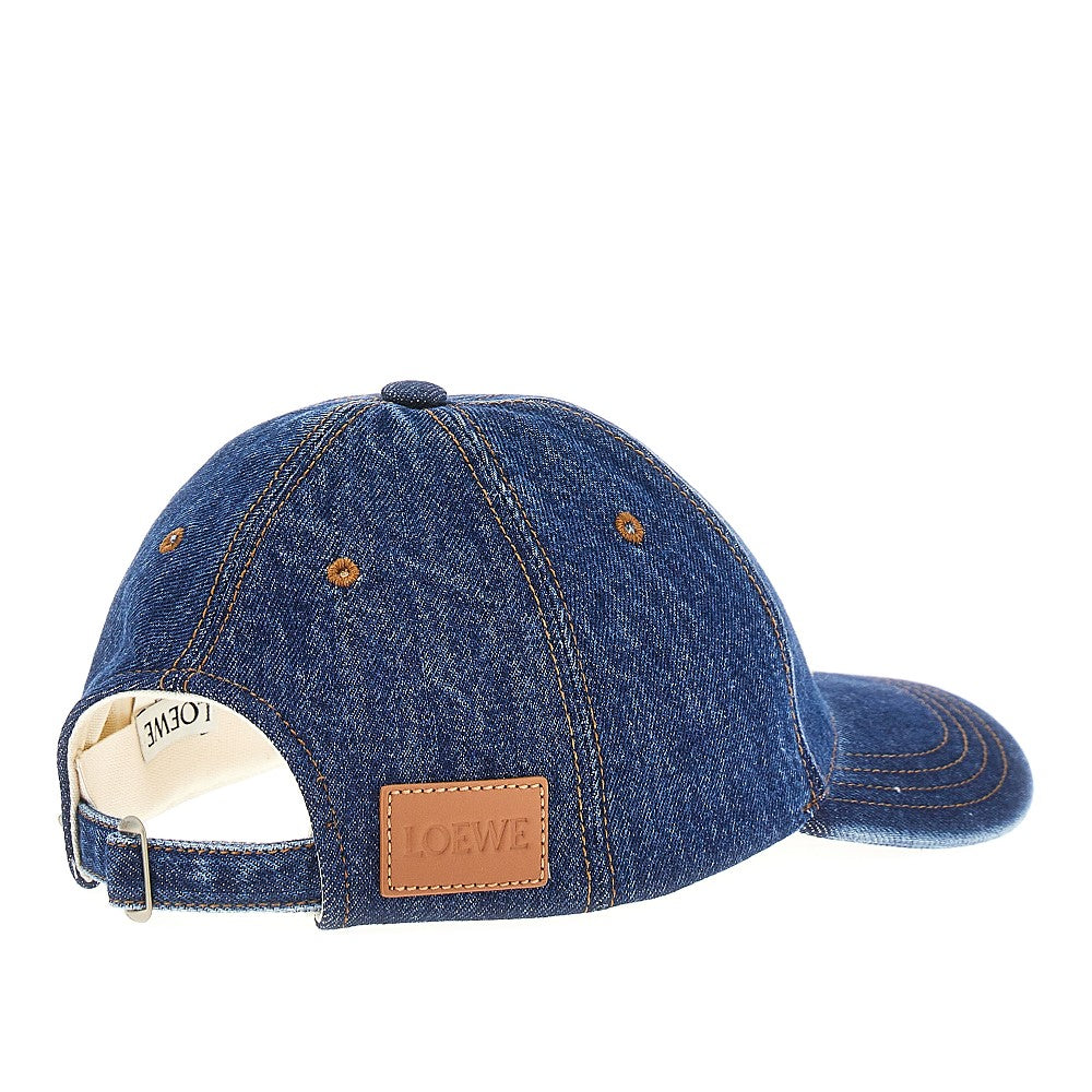 Cappello baseball in denim con logo ricamato