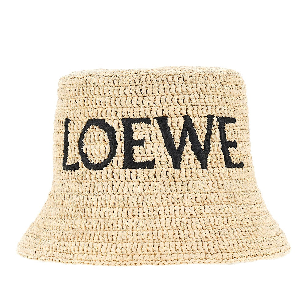 Raffia bucket hat with logo