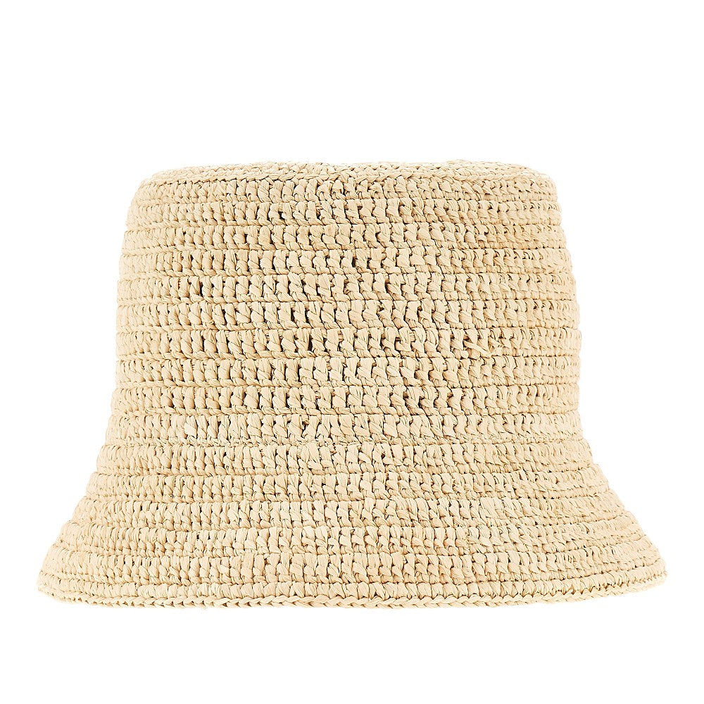 Raffia bucket hat with logo