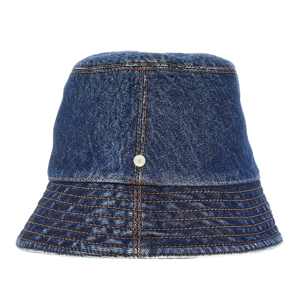 Denim bucket hat with logo embroidery