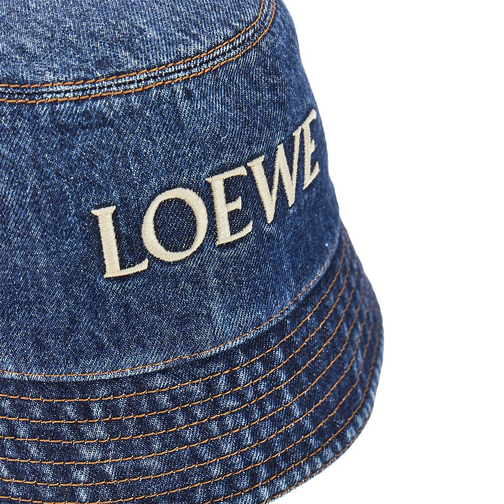 Denim bucket hat with logo embroidery