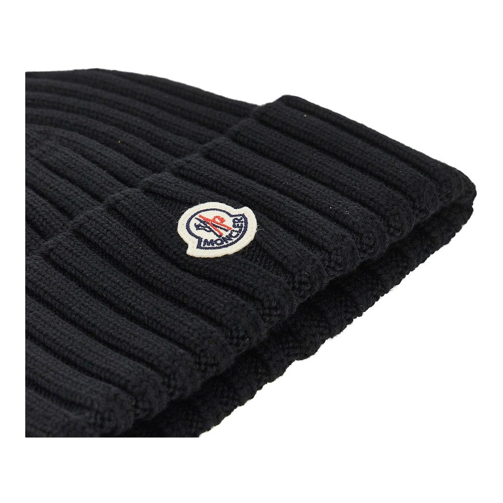Beanie in lana con patch logo