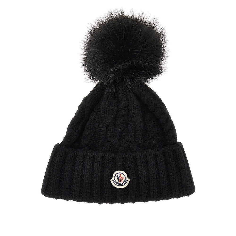 Beanie in lana e cachemire con patch logo