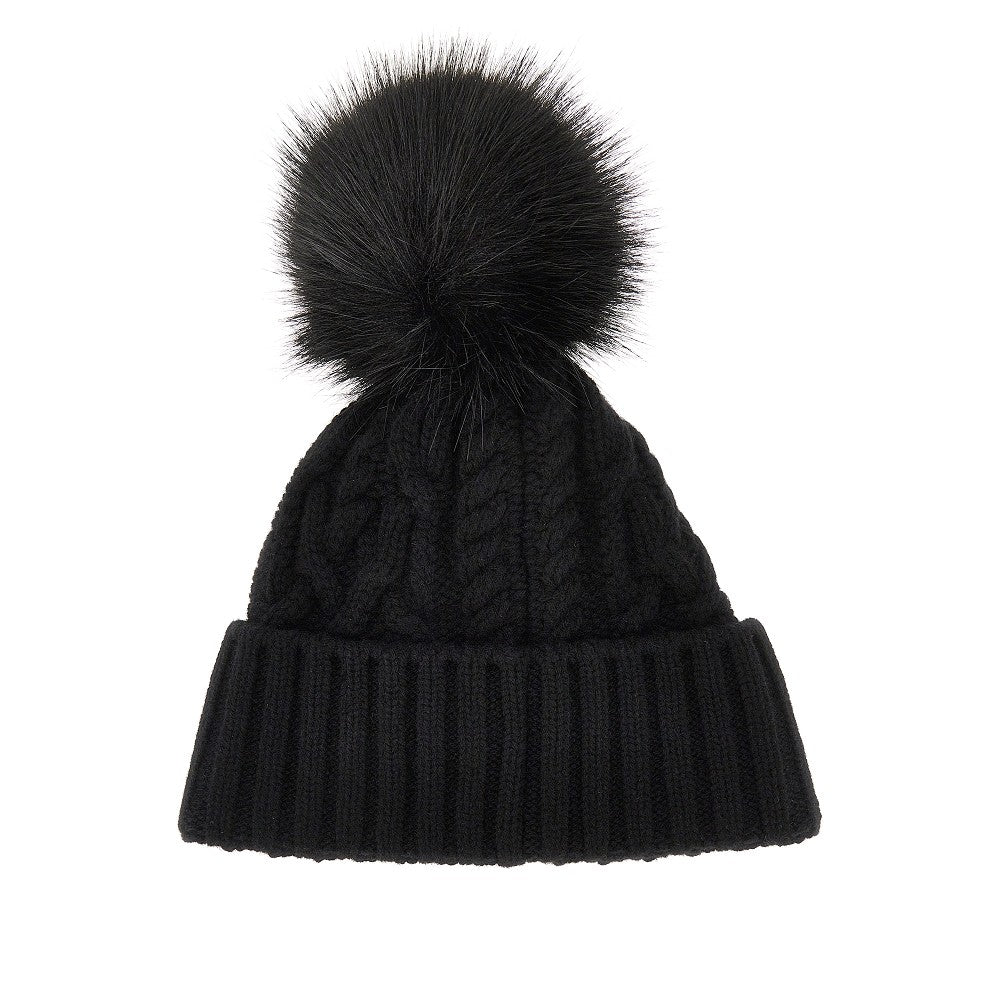 Beanie in lana e cachemire con patch logo