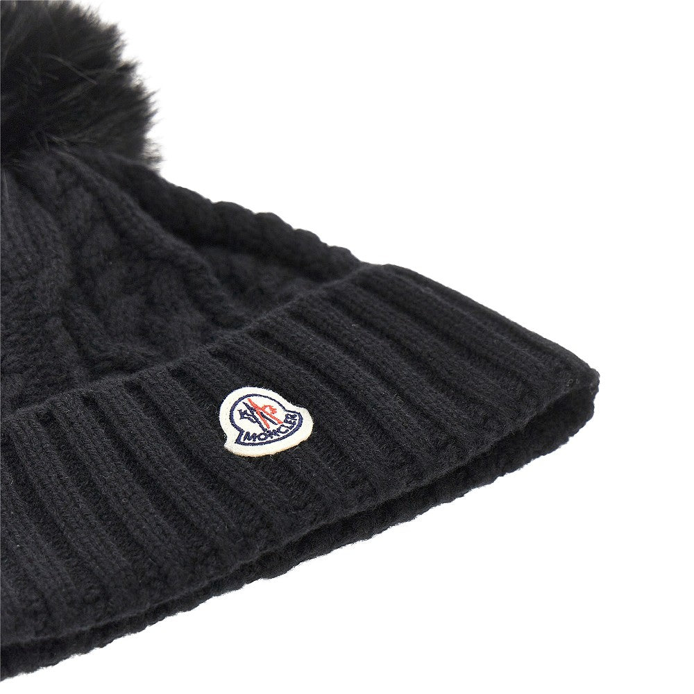 Beanie in lana e cachemire con patch logo