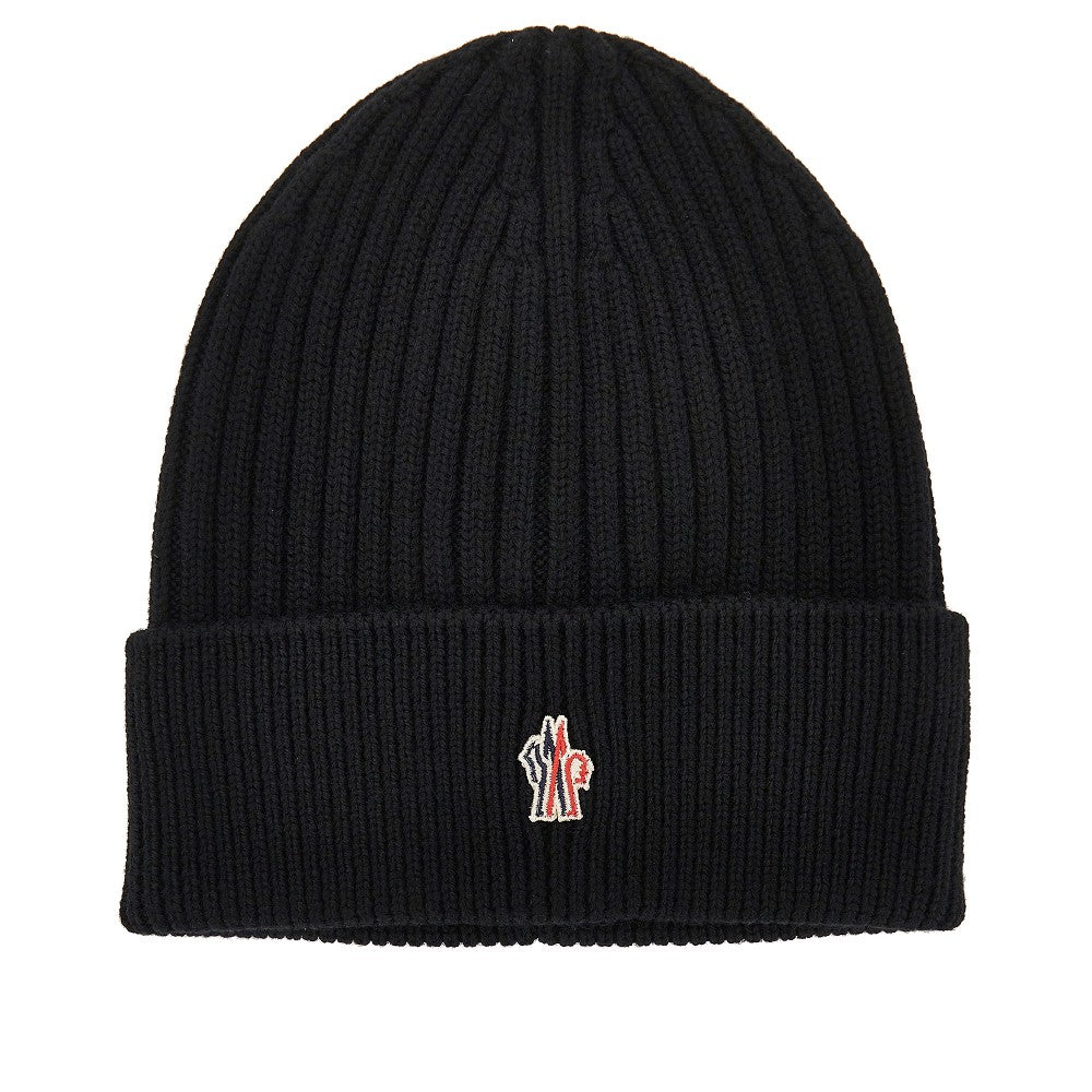 Logo patch wool beanie hat