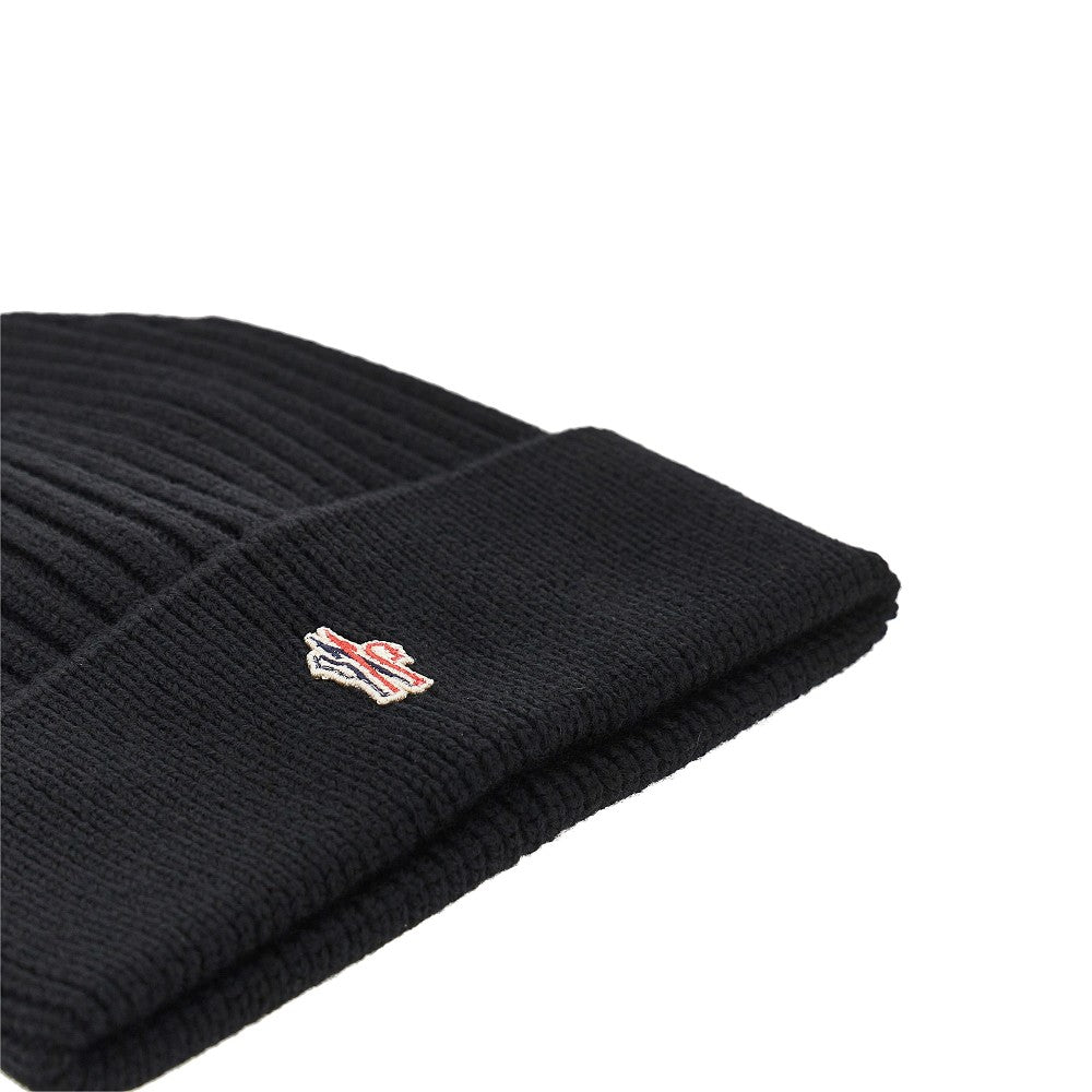 Logo patch wool beanie hat
