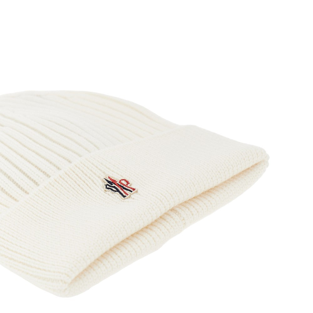 Logo patch wool beanie hat