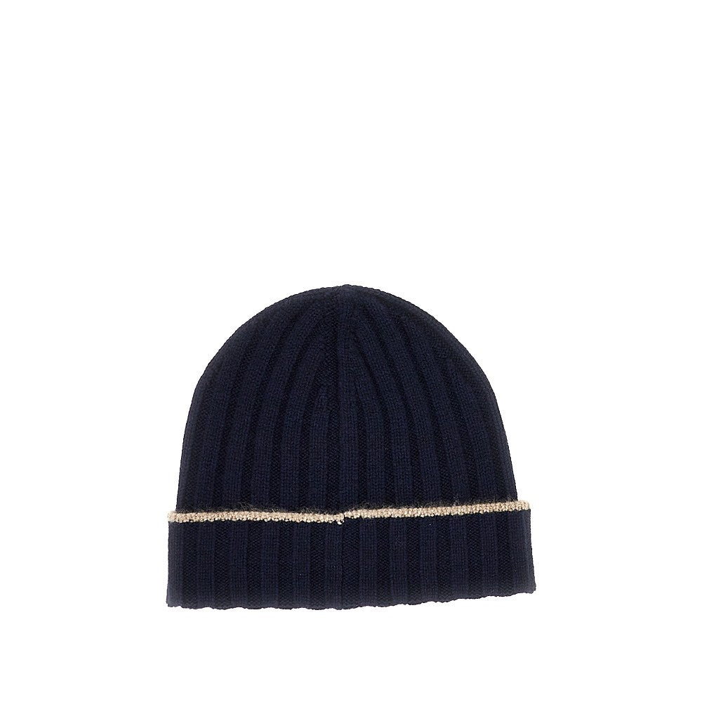 Ribbed cashmere beanie hat