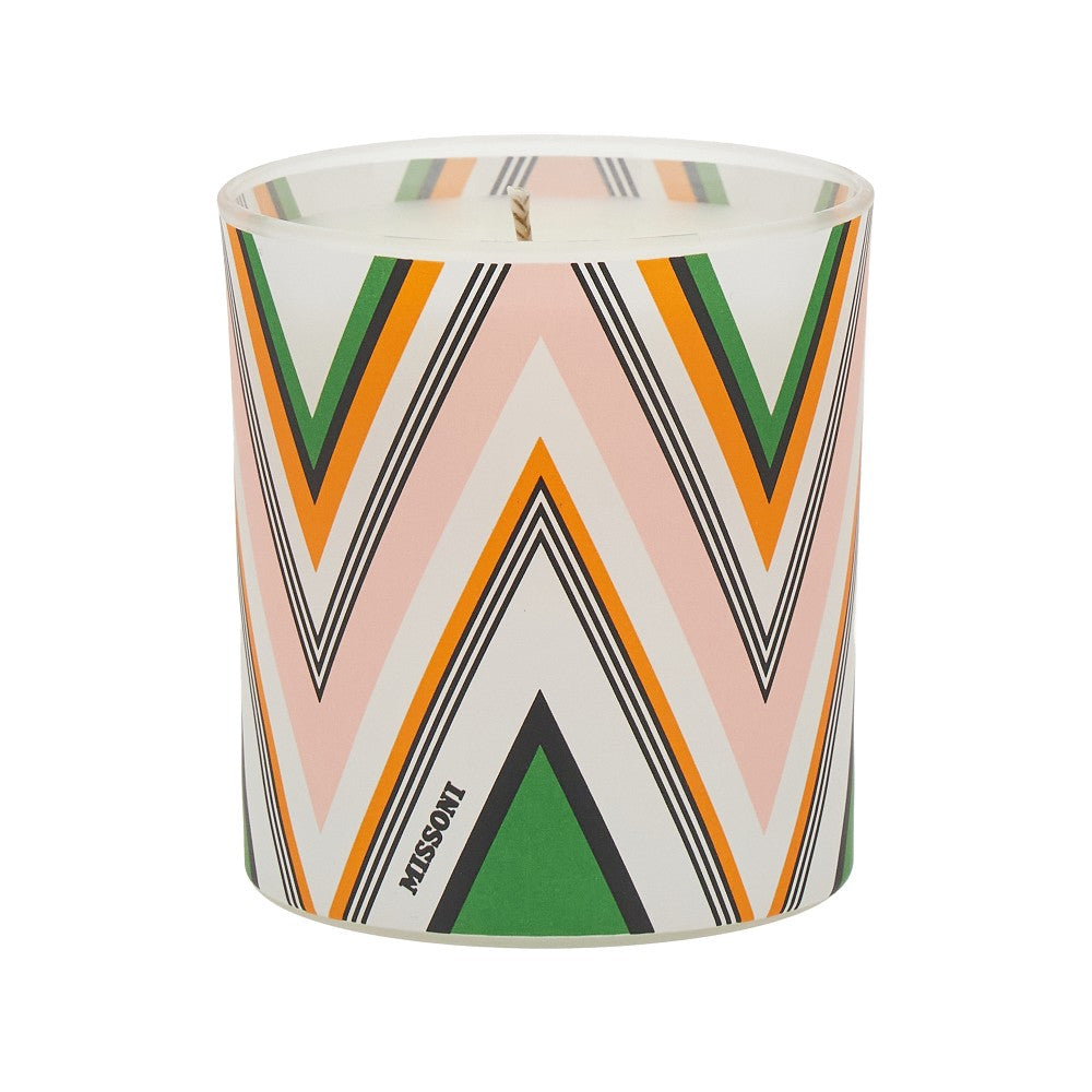 Chevron print glass scented candle