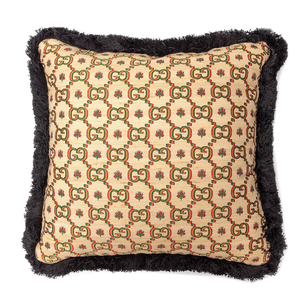 Cuscino beige con pattern logo GG