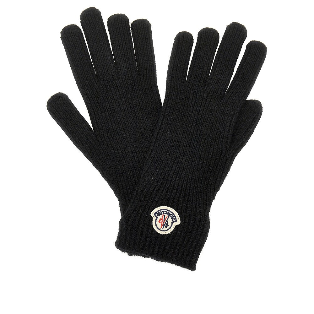 Logo patch wool gloves