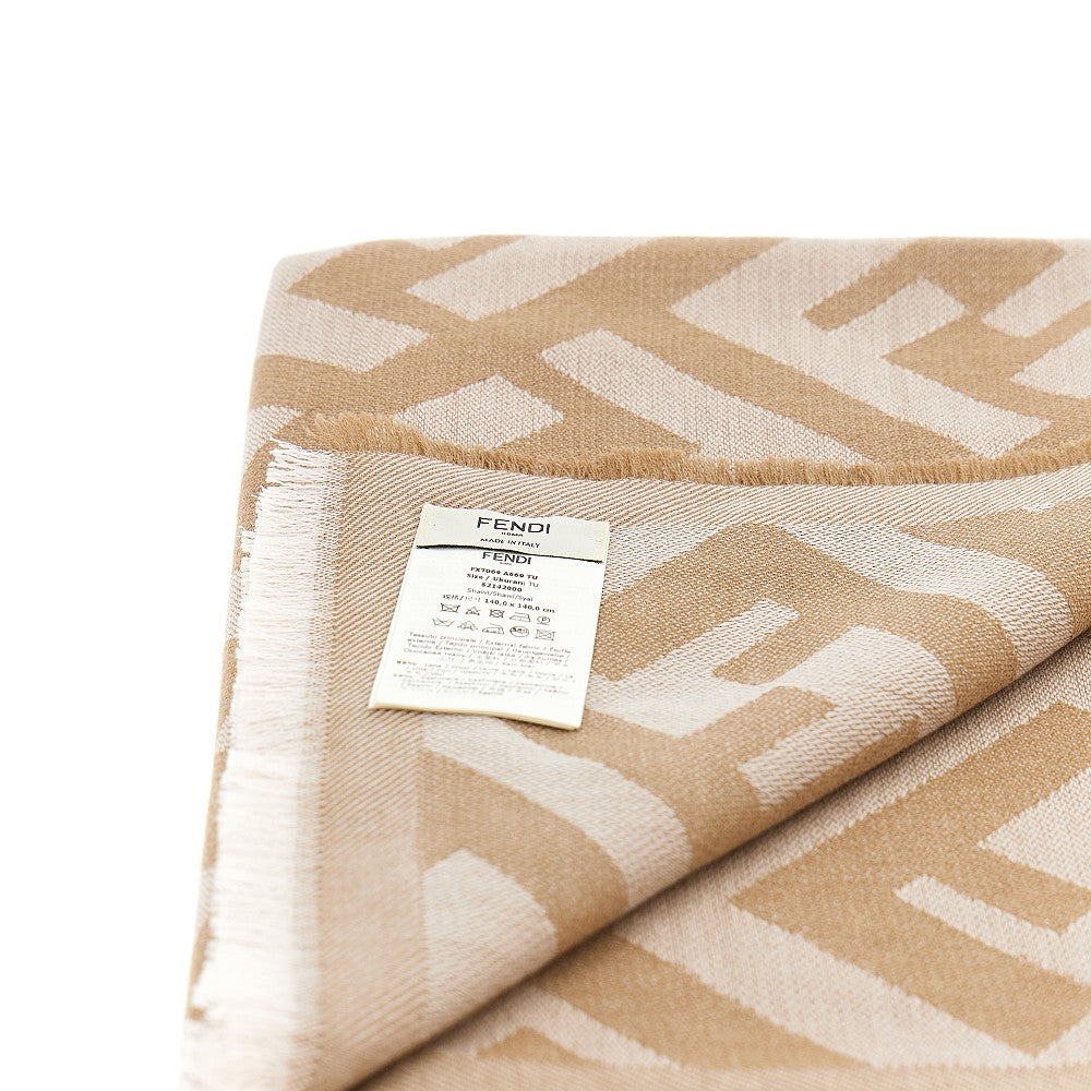 Scialle in lana e cachemire jacquard FF