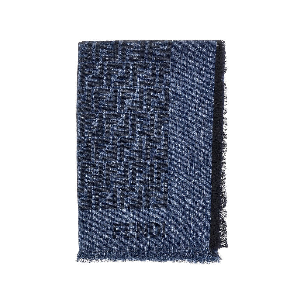 FF jacquard wool and cotton scarf
