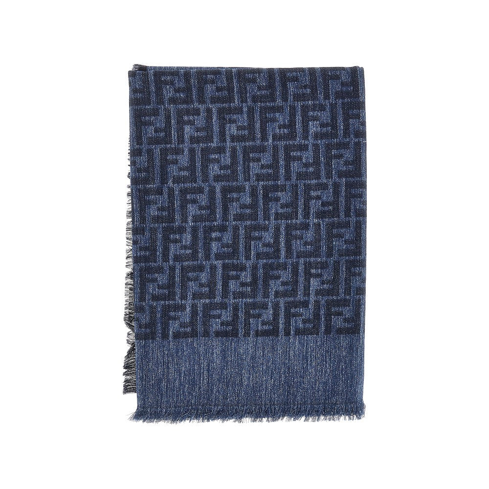 FF jacquard wool and cotton scarf