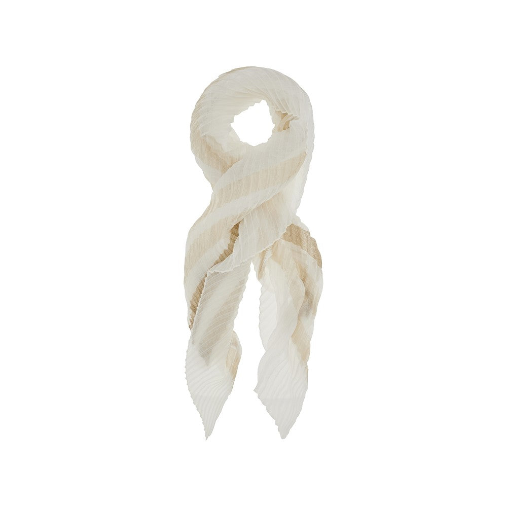 Plissé scarf with lurex stripes