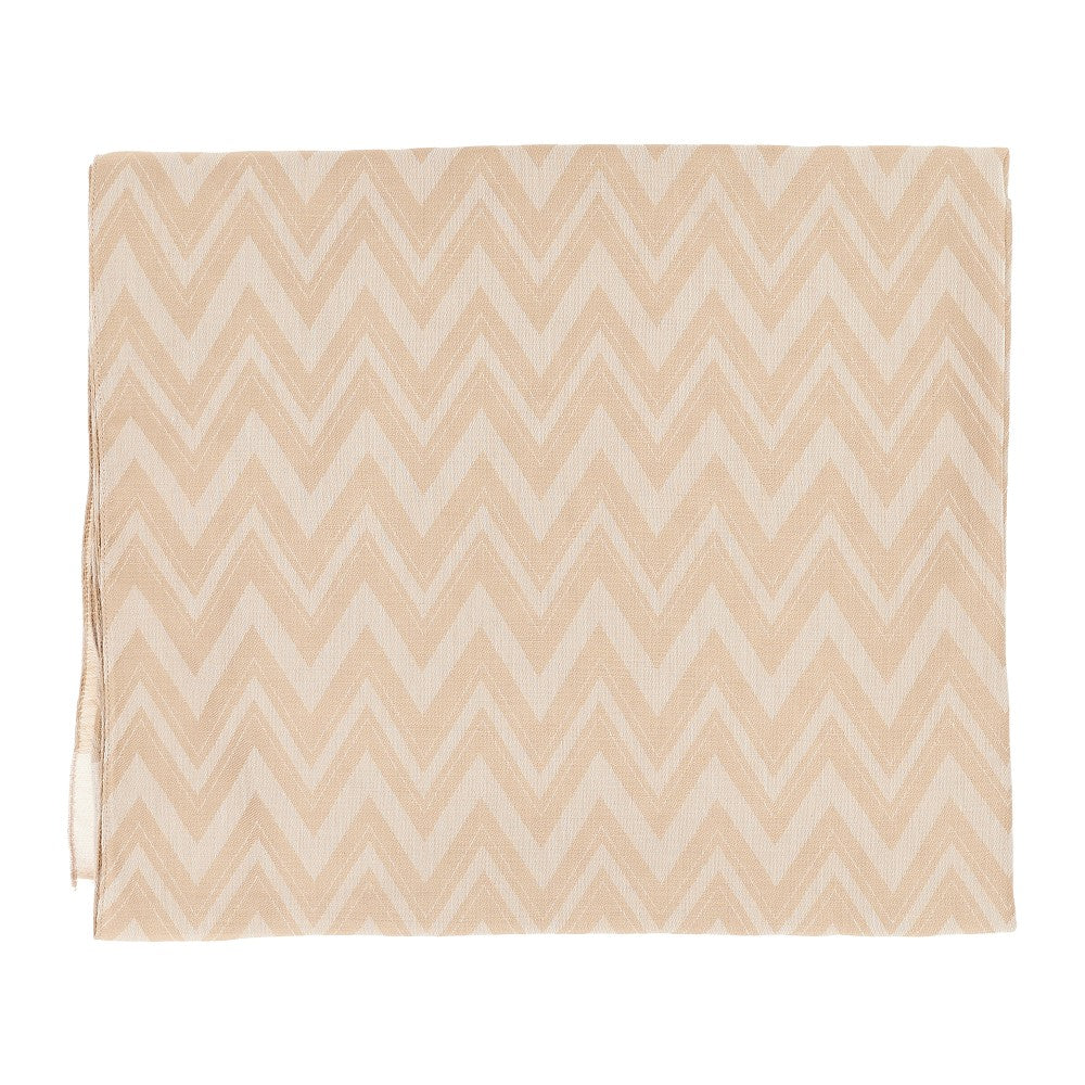 Viscose-blend scarf with chevron motif