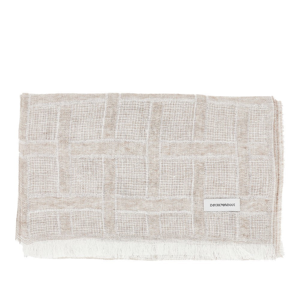 Gauzed linen scarf with lurex thread