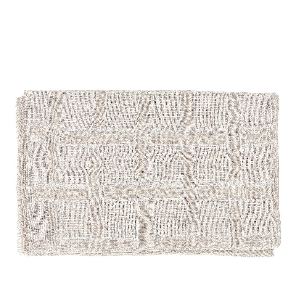 Gauzed linen scarf with lurex thread