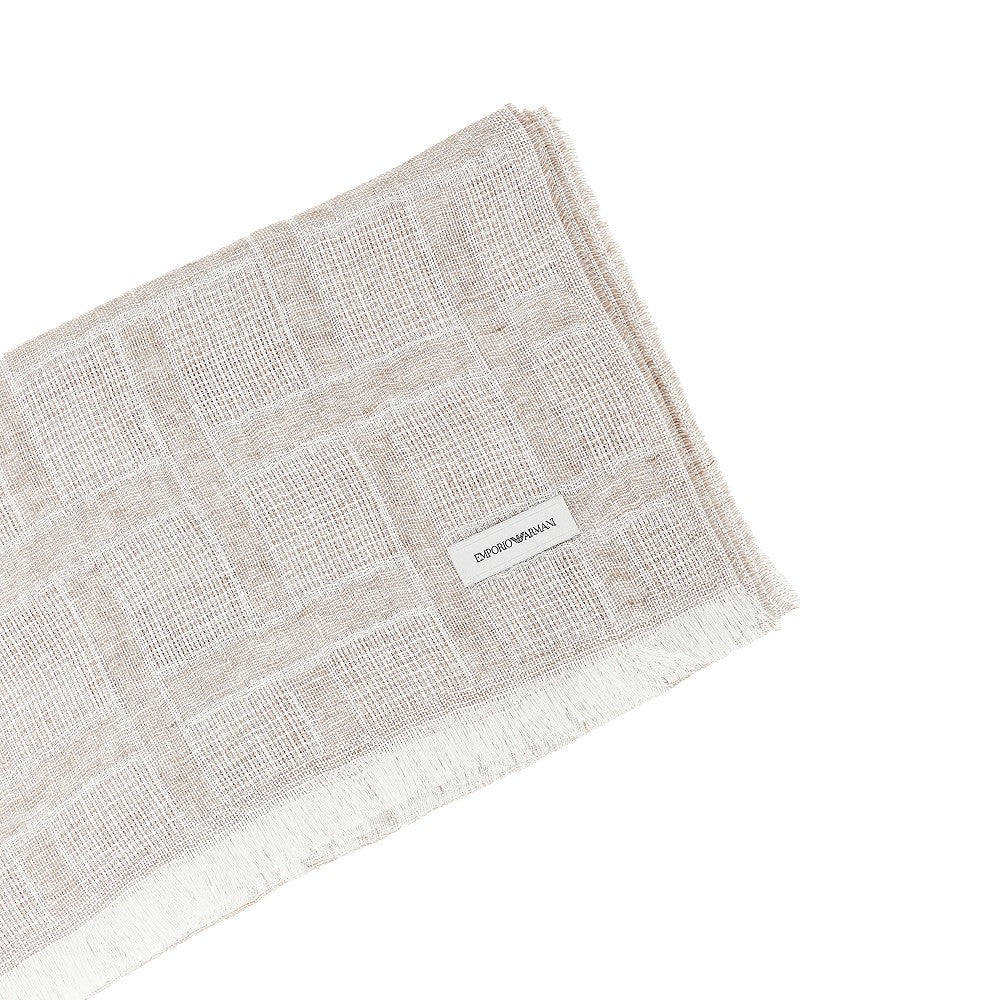 Gauzed linen scarf with lurex thread