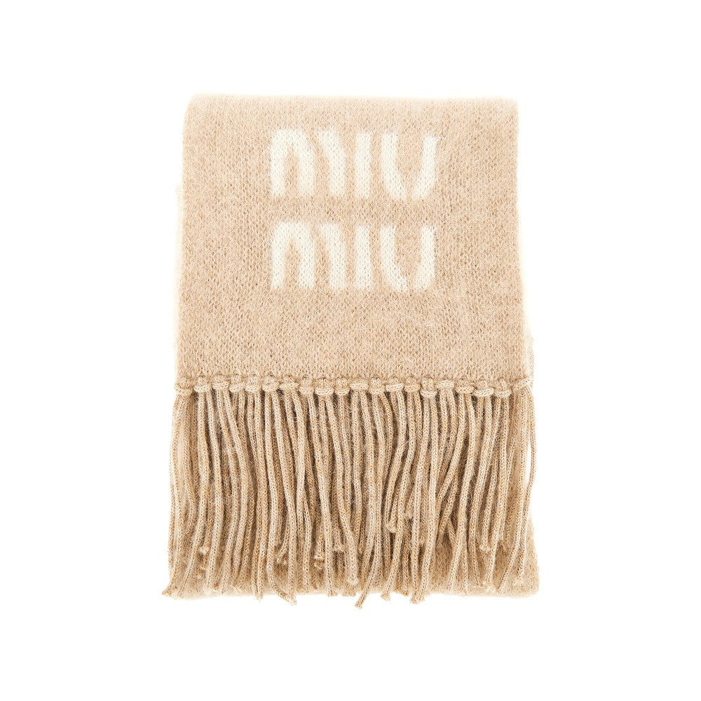 Sciarpa in misto mohair con logo jacquard