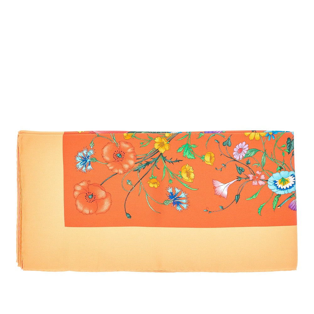 Flora print silk scarf