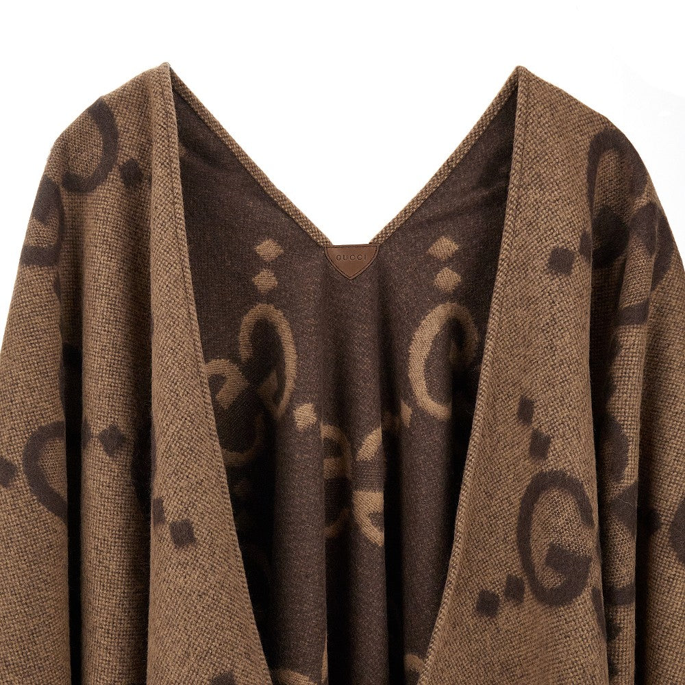 Jumbo GG reversible cashmere cape