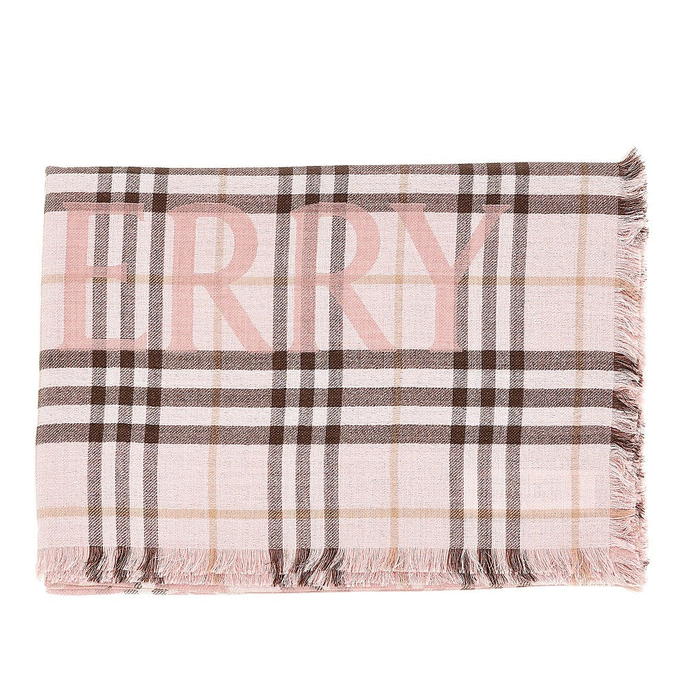 Check wool and silk scarf