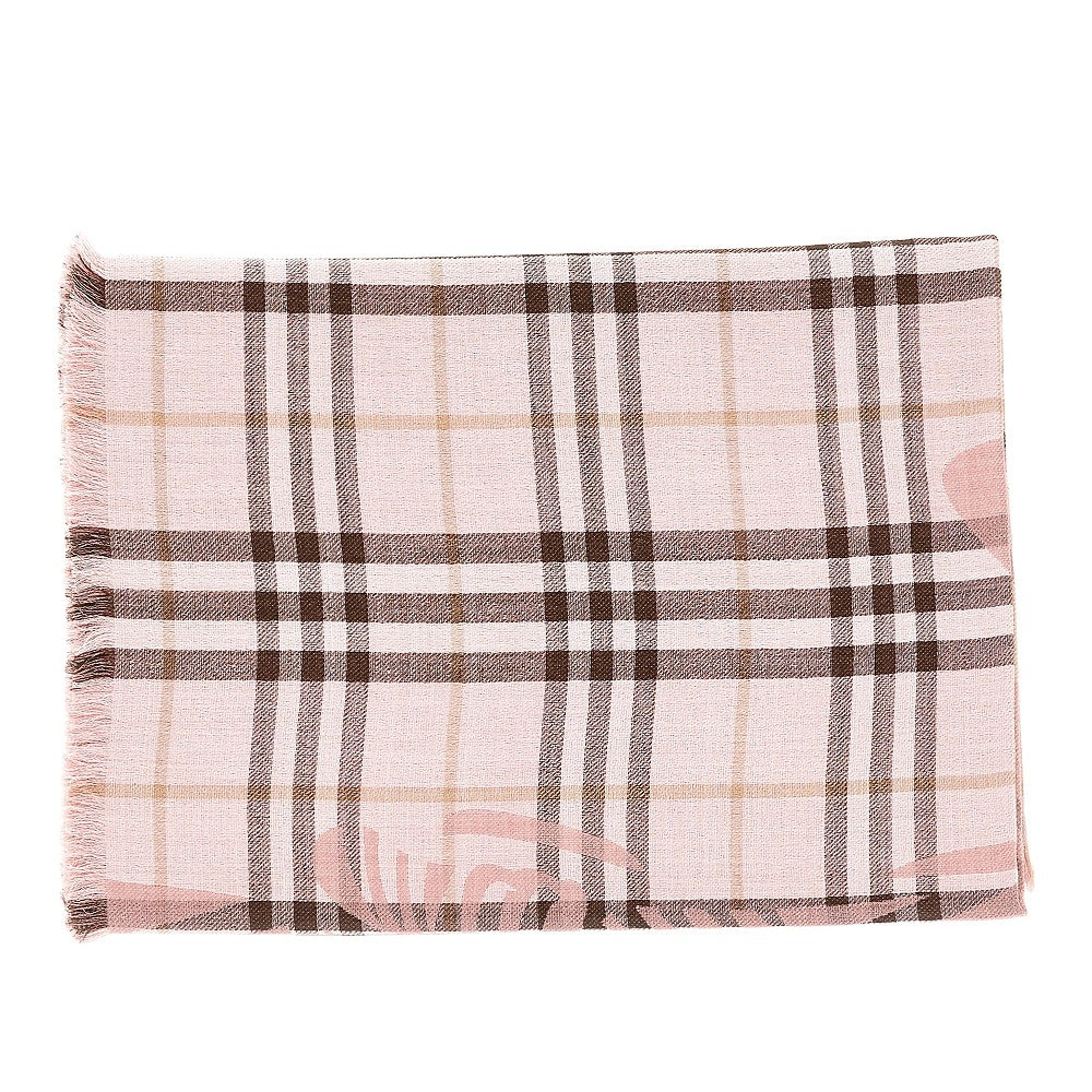 Check wool and silk scarf