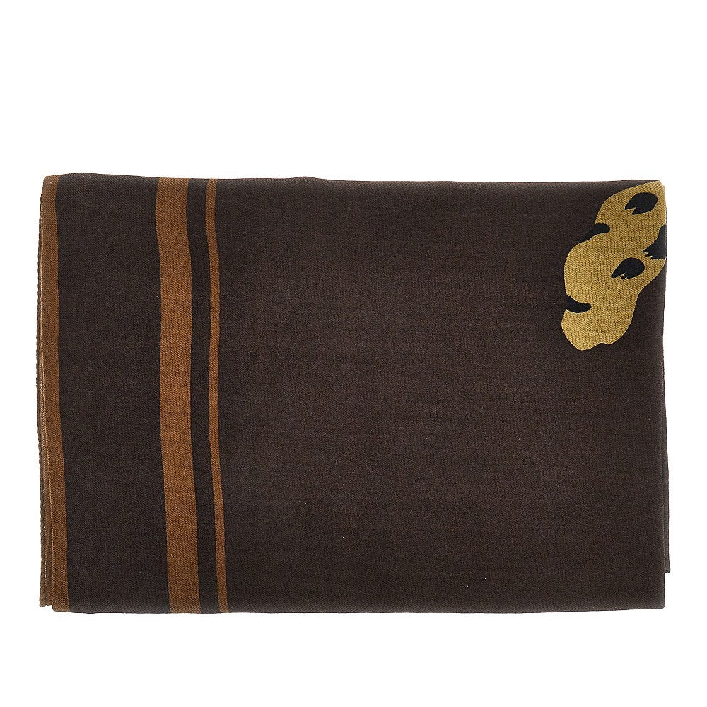 Wool scarf with jacquard details