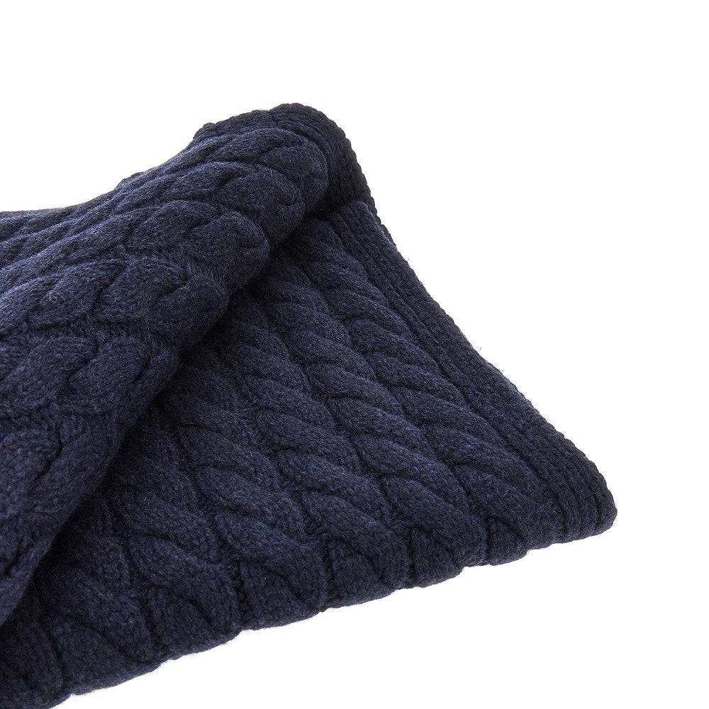 Wool-blend scarf with logo embroidery