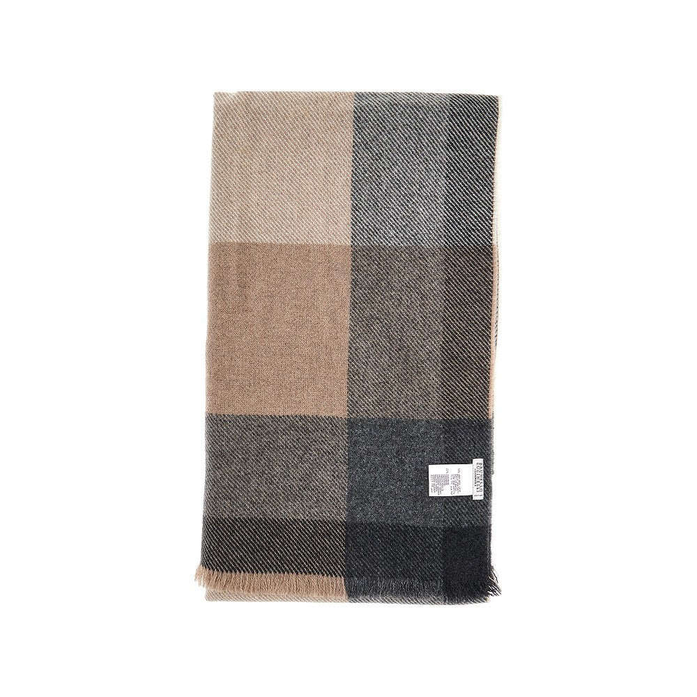 Check cashmere-blend scarf