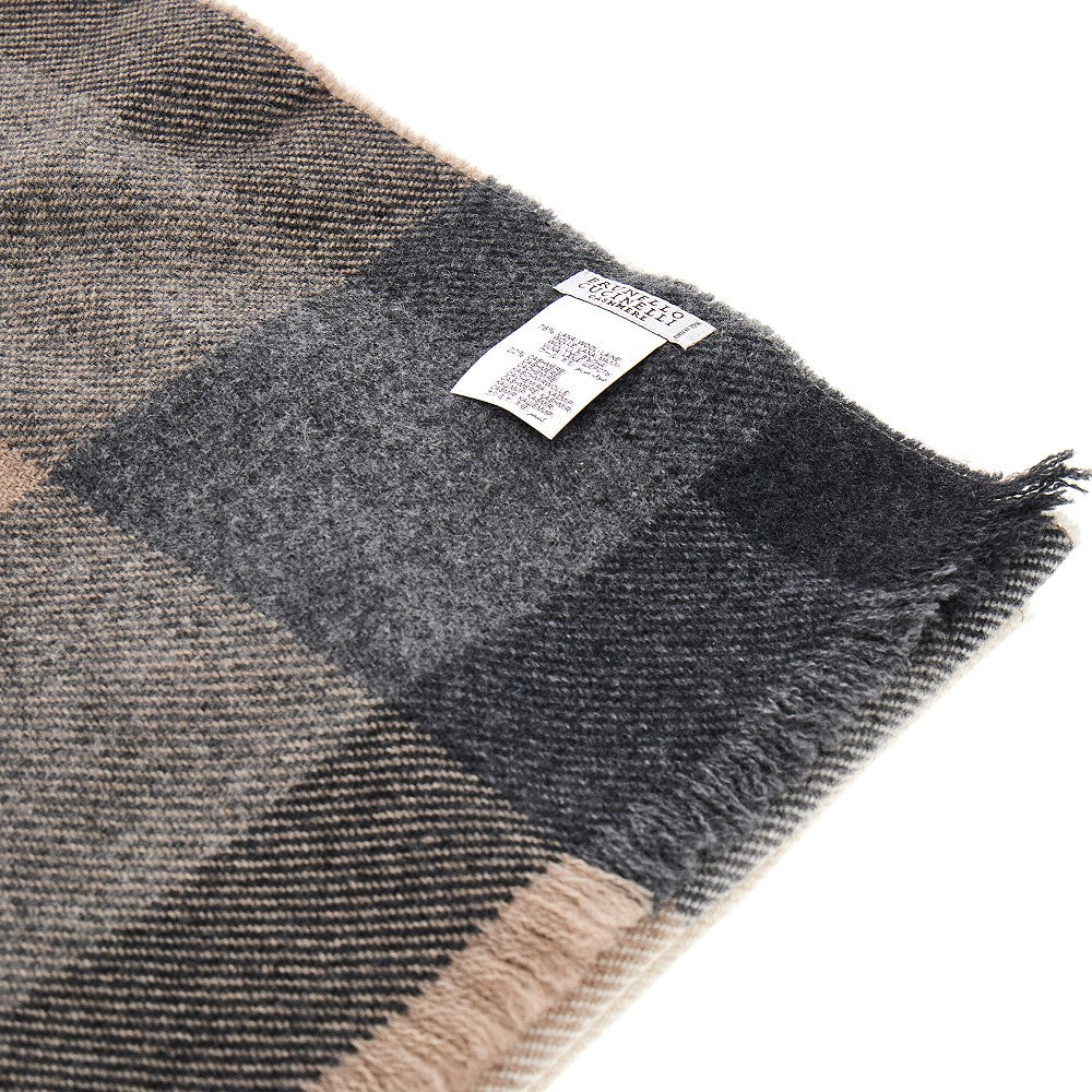 Check cashmere-blend scarf