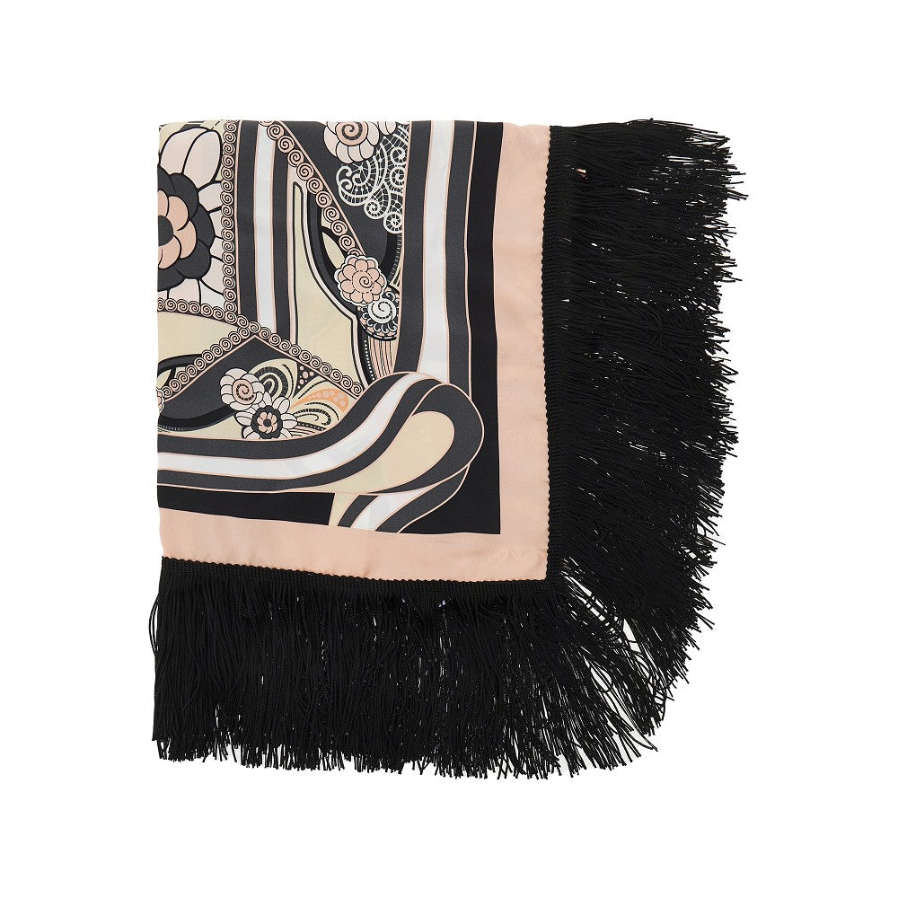 Fringed silk scarf