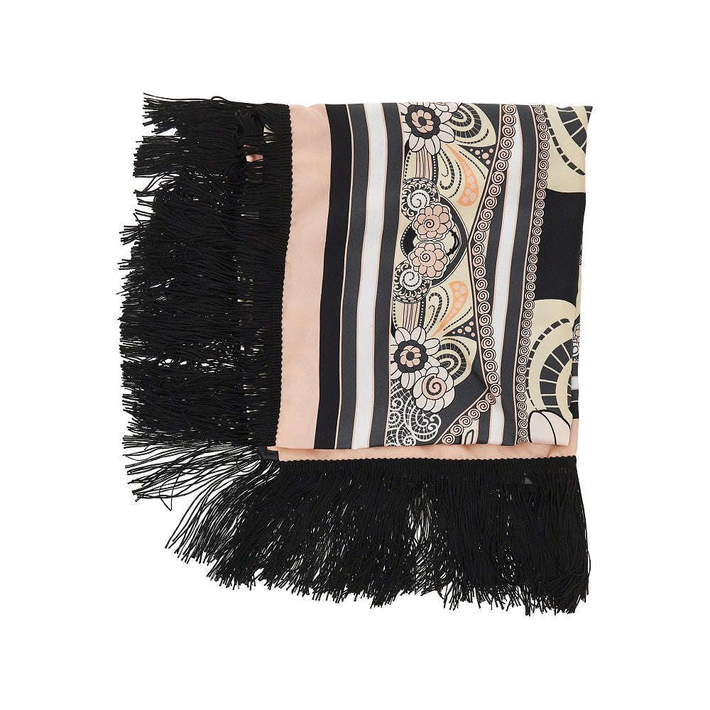 Fringed silk scarf