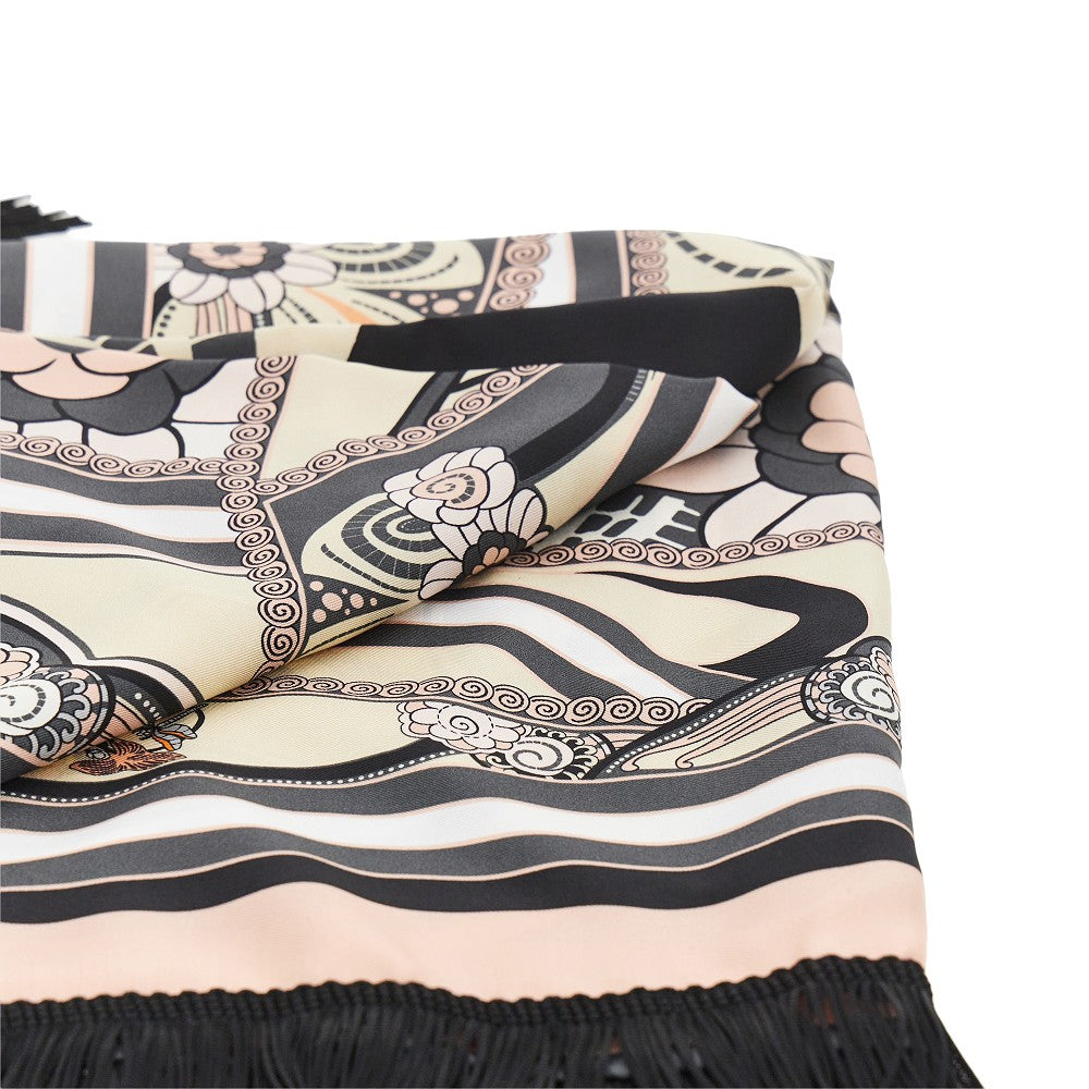 Fringed silk scarf