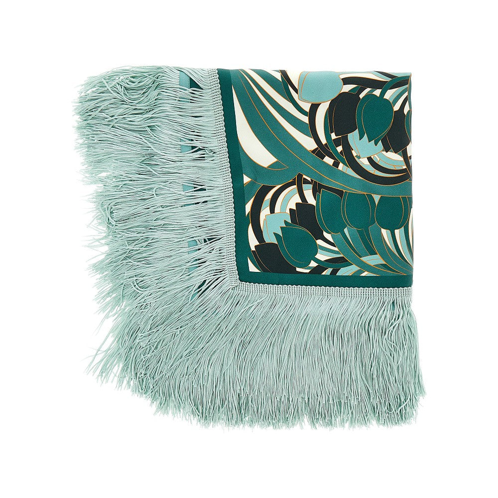 Fringed silk scarf