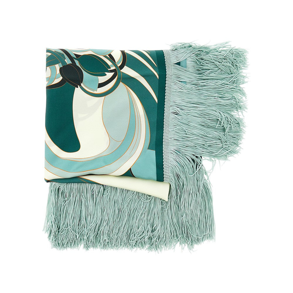 Fringed silk scarf