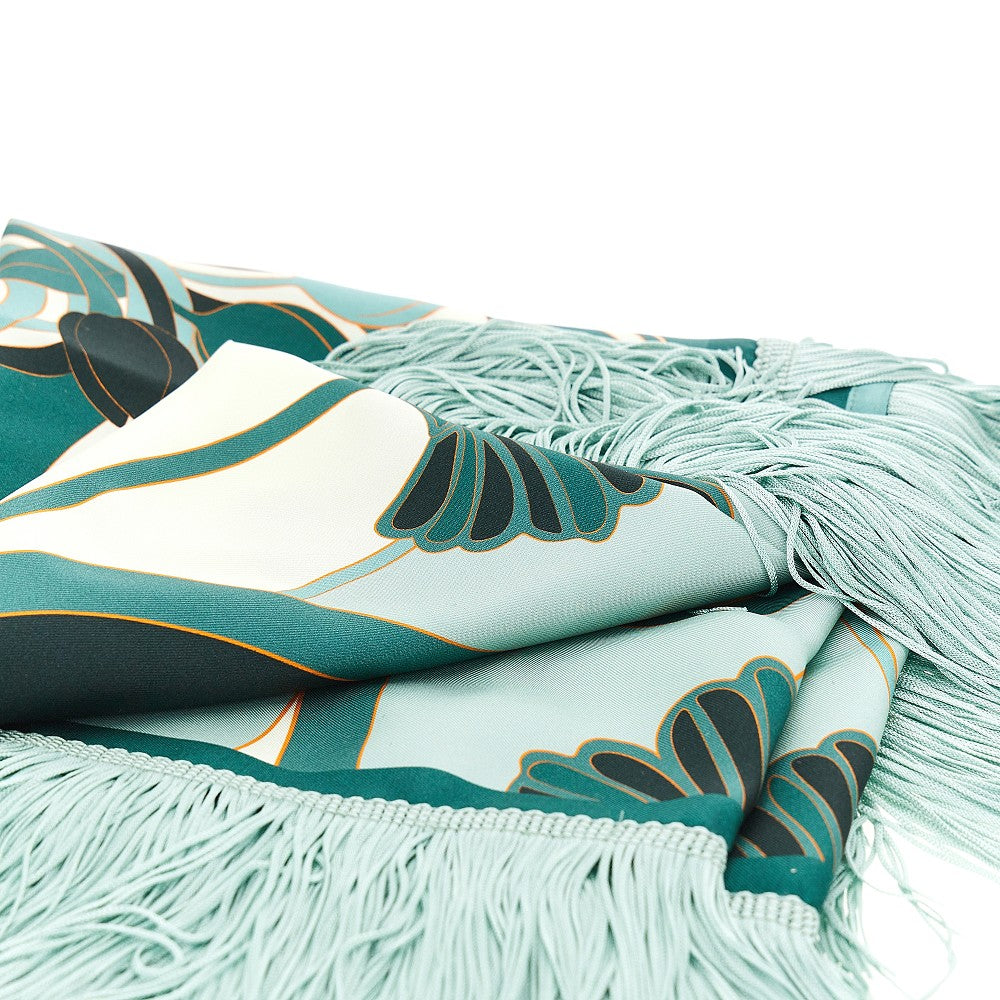Fringed silk scarf