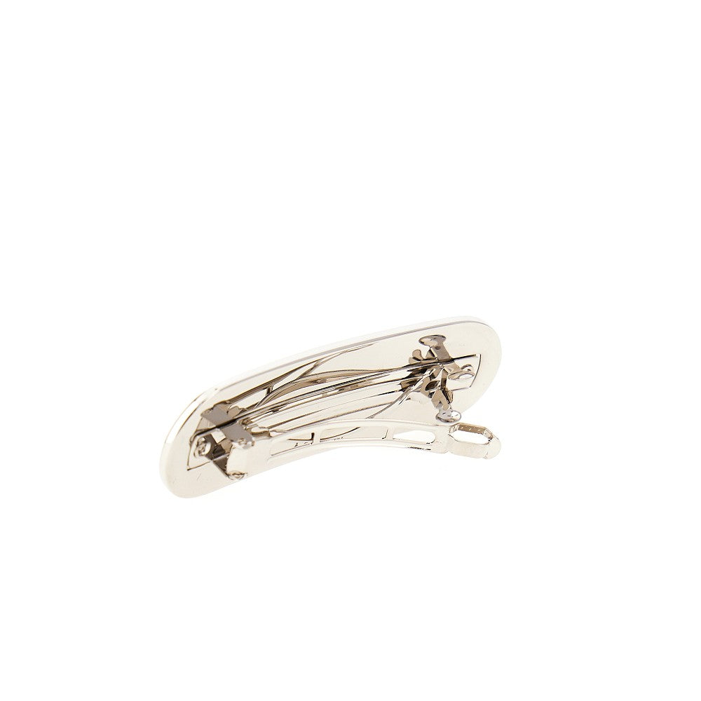Enameled hair clip with logo