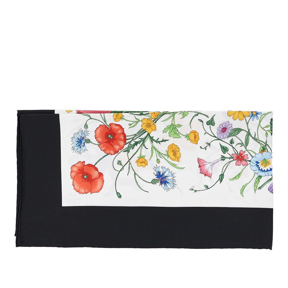 Carré in twill di seta con stampa Flora