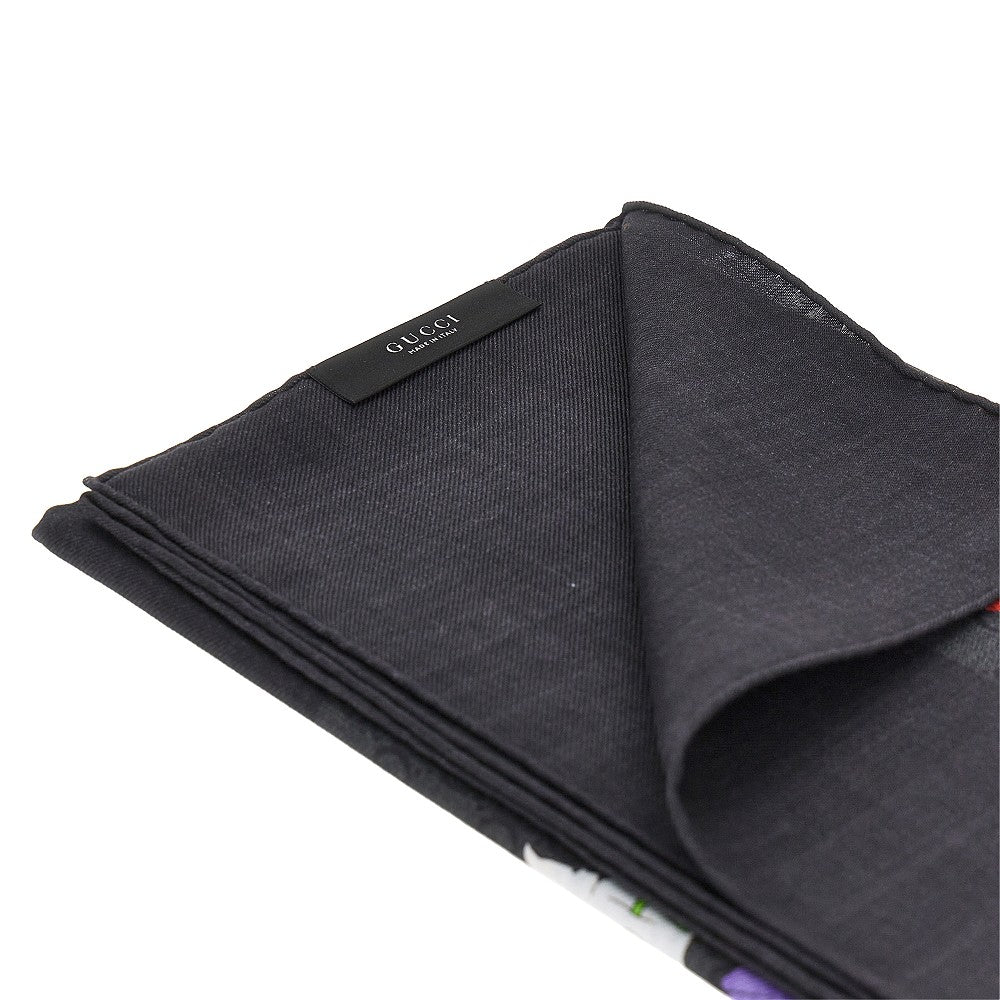Silk and wool-blend scarf with Flora print